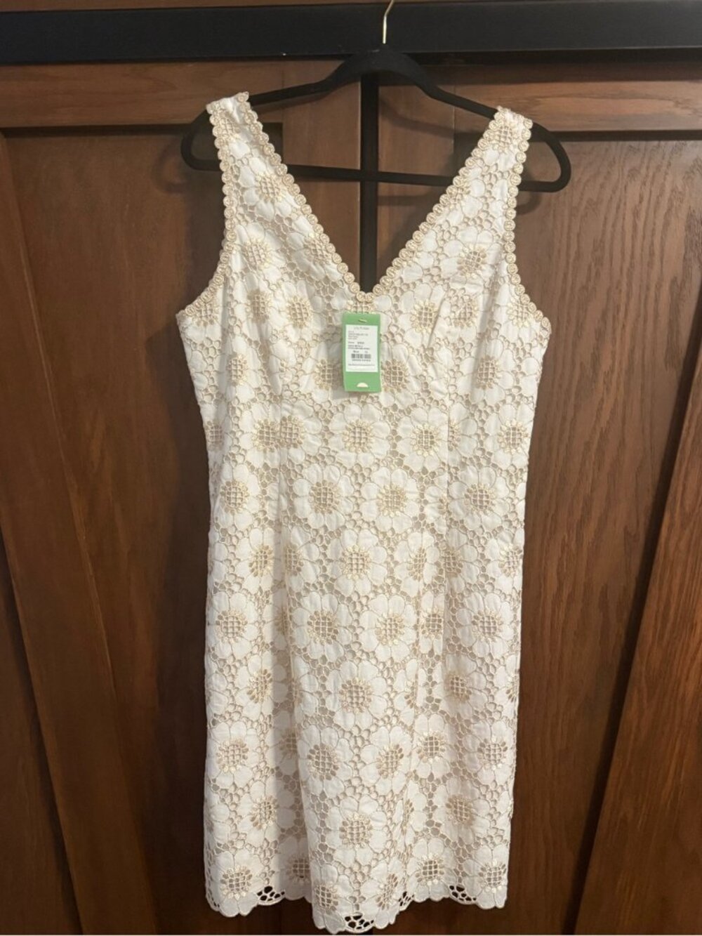 NWT - Lilly Pulitzer Abby Shift Dress Size 10 Eyelet Gold Embroidery